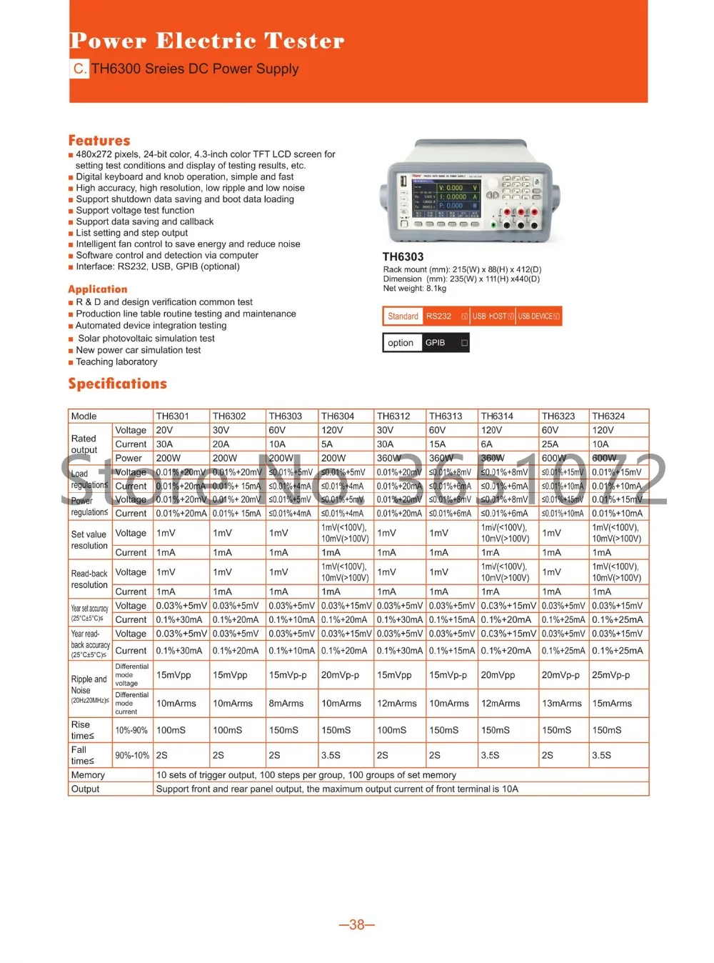 TH6324 120 V/10A/600 W Источники питания широкий диапазон высокий Мощность программируемый Линейный DC Питание