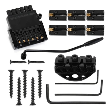 

6 String Roller Tremolo Headless Bridge Tailpiece with Mount Screws Wrenches Tremolo Bridges for Headless Guitar