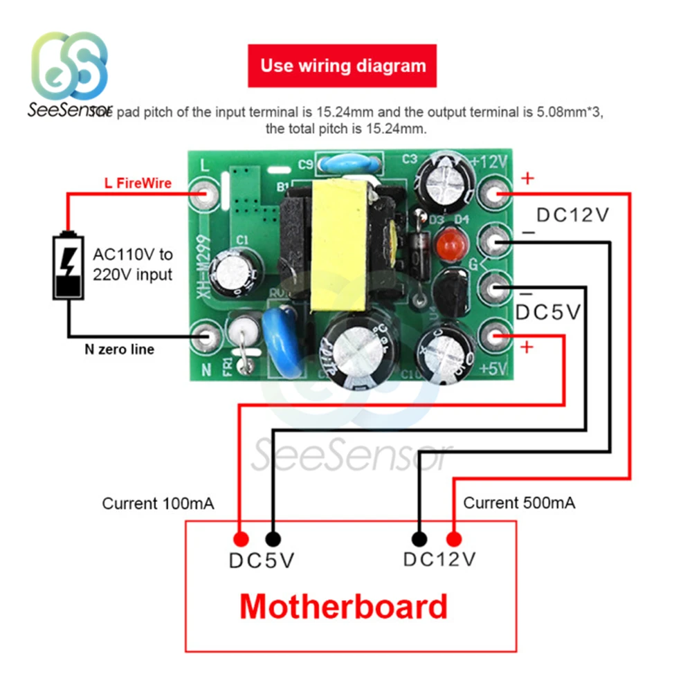 AC-DC 110-220V 12V-24V Switching power supply module AC-DC isolation input output 5V /12V /100mA /500mA