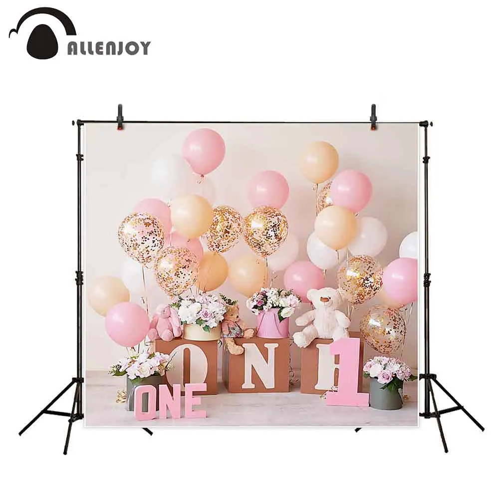 

Allenjoy 1st birthday photo background balloon interior smash cake party baby studio backdrop photoohone photocall photozone