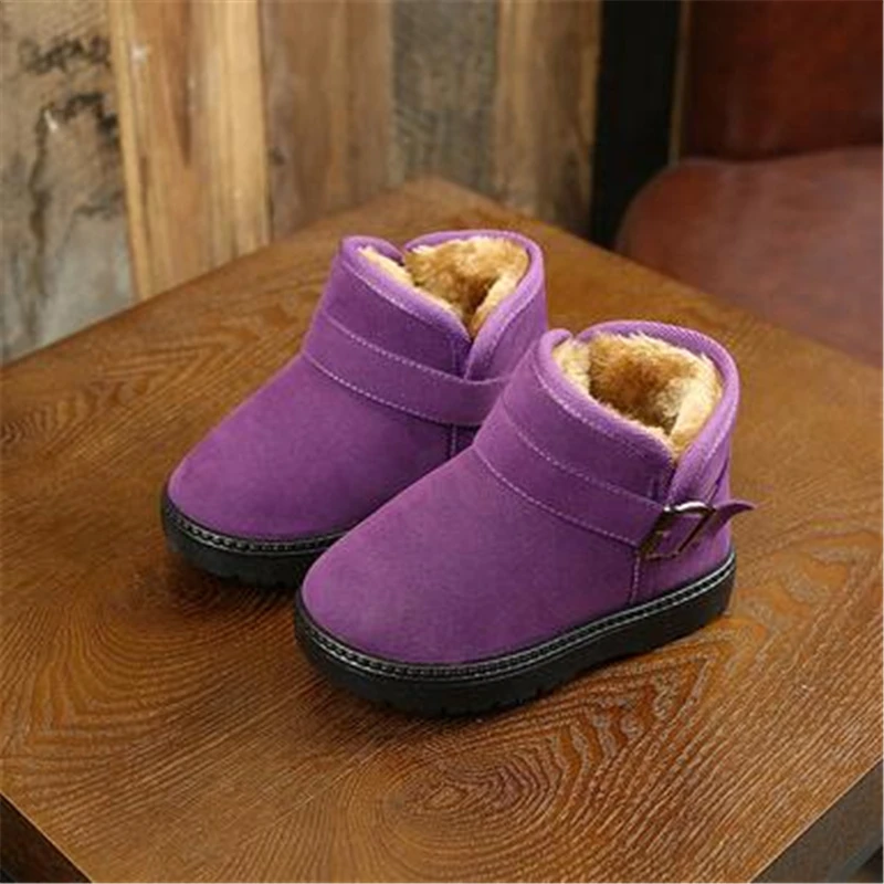 Детские ботинки; размер 25-38; Зимняя школьная обувь для мальчиков и девочек; модные зимние ботинки фиолетового и красного цвета; плюшевые теплые детские ковбойские ботинки; N69