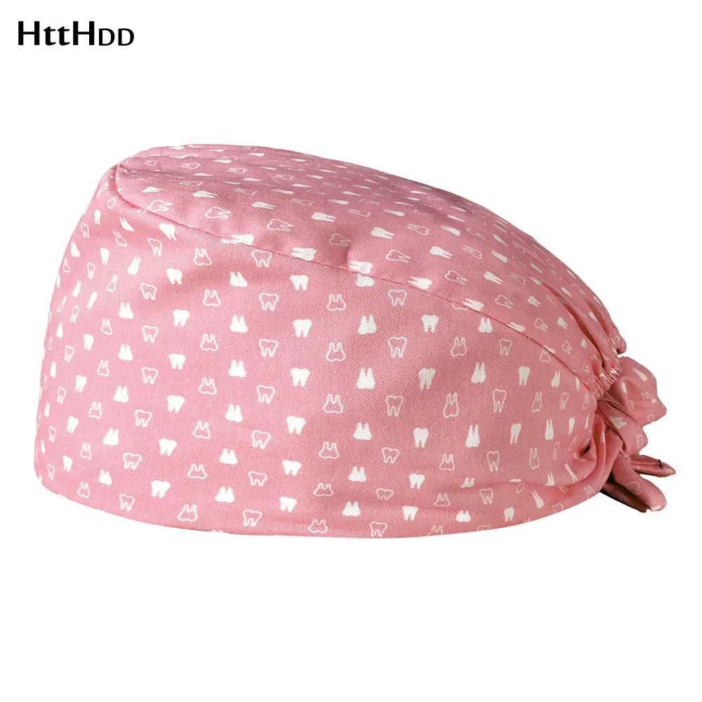 

Health service scrubs caps cartoon print scrubs hats Lab dust-proof work caps with Sweat-absorbent inside Beauty salon Work wear