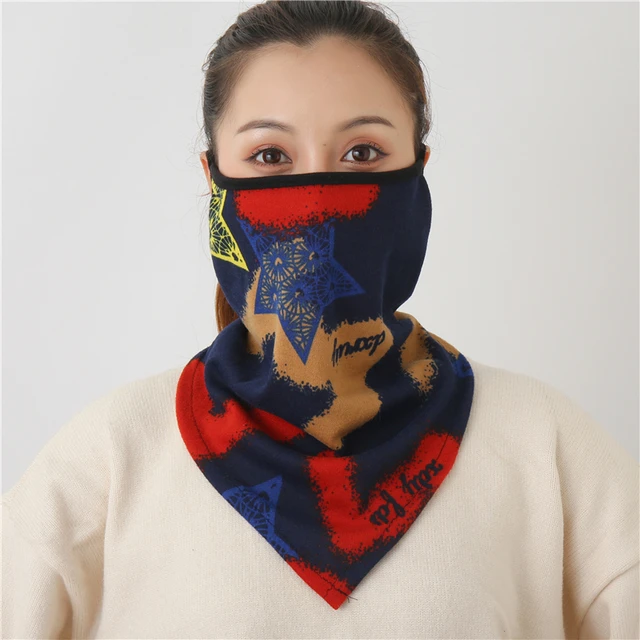 2021 Winter Face Mask Scarf Women Ring Neck Scarves Foulard Cotton Feeling Warm Fashion Print Men Outdoor Sport Unisex Bandana MST-21