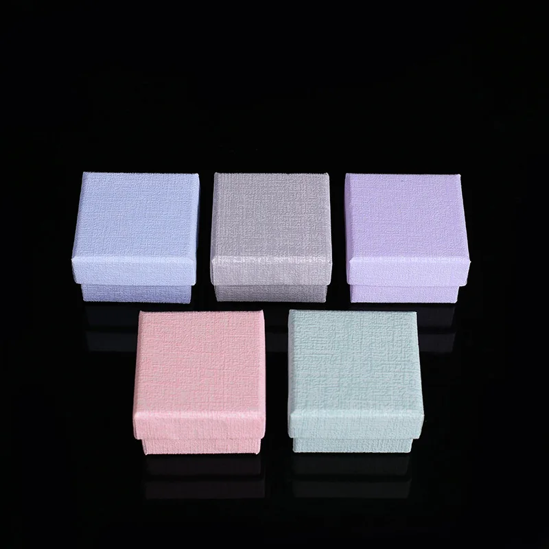 Nieuwe Kraft Ring Box Hoge Kwaliteit Paars Grijs Blauw Oorbel Ring Box Verpakking Ring Parel