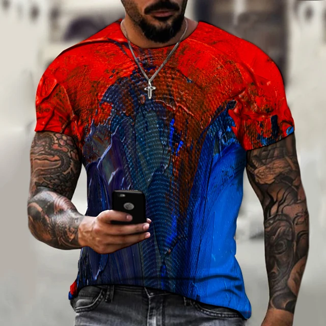 2022 Summer New Fashion Trend Street Men's Clothing, 3d Printing Abstract Art, Street Hip-hop Style Loose Casual Short Sleeves CTZ2333