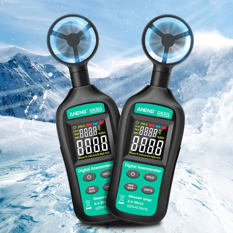 US $20.05 GN301 Digital Anemometer Handheld Wind Speed Meter For Measuring Wind Speed Temperature And Wind Chill With Backlight LCD