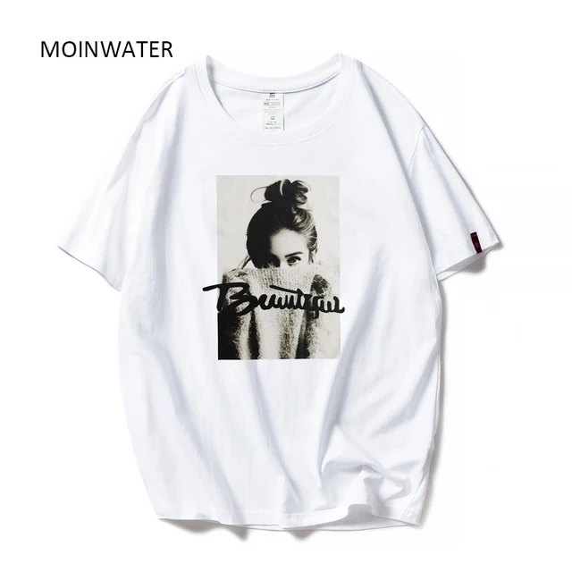 US $5.72 MOINWATER 2020 Women New Fashion T shirts Female Cotton White Black Tees&Tops Lady High Street Casu