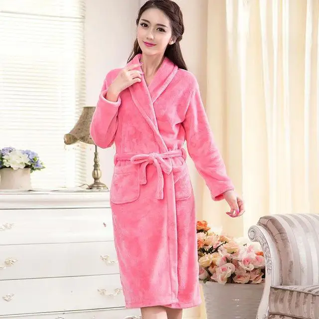 Фланелевый женский зимний халат, кимоно, платье, повседневный мягкий халат, одежда для сна, утолщенная Коралловая флисовая Пижама, теплая домашняя одежда для влюбленных - Цвет: Women 12