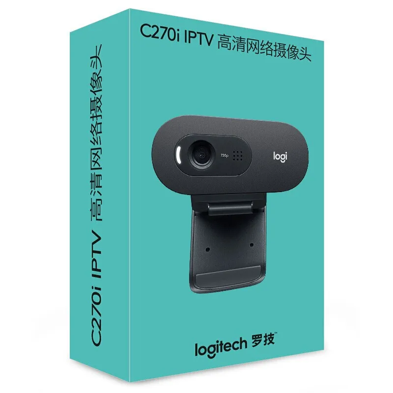 Logitech Original C270 C270i Desktop Computer Notebook Free Drive Online Course Webcam Video Chat Recording USB Camera HD for PC Webcam