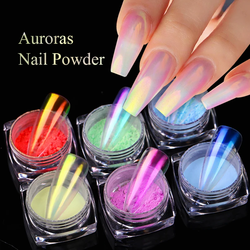 

1 Box 0.2g Chameleon Nail Glitter Power 6 Colors Ice Transparent Mirror Glitter Nail UV Gel Pigment Dust Powder Nail Art Decorat
