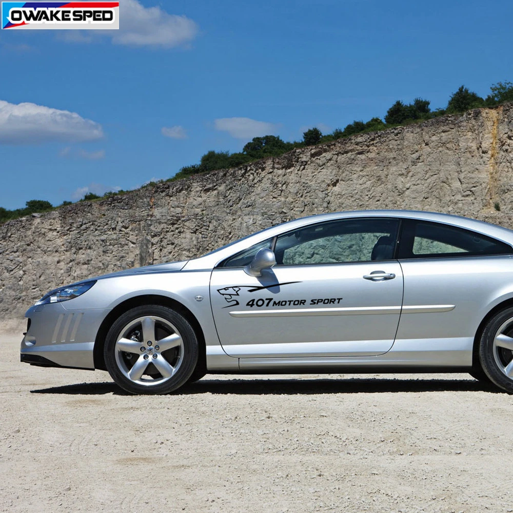 Для peugeot 407 3-5 дверь Мотор Спорт виниловые наклейки для автомобиля Стайлинг кузова Декор стикер гоночные полосы авто аксессуары