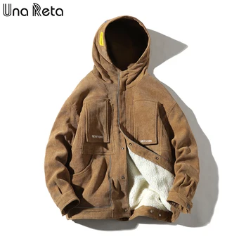 

Una Reta Winter Jacket Men New Casual Loose Lambswool Parka Coat With Hooded Hip Hop Men Clothes Harajuku Warm Jackets For Men