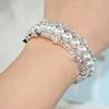 Fashion Crystal Open Wrist Bangles for Women Girls Luxury Imitation Pearl Gold Silver Plated Bracelets Bangles Bridal Jewelry 5