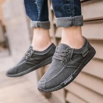 

DERMSPE Men sneakers flat men canvas shoes Spring Denim shoes Breathable Casual Shoes Loafers Chaussure Homme