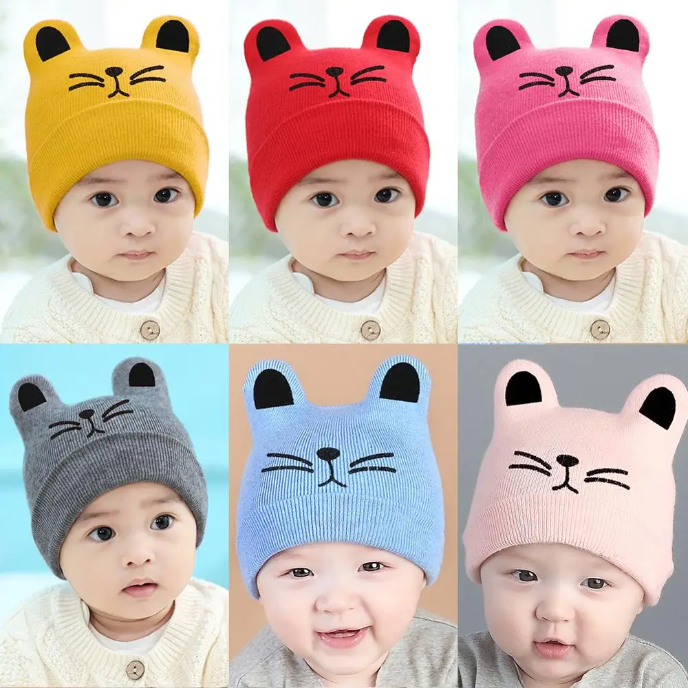 

Cartoon Baby Hat Knit Cotton Beanie Skullies Cute Cat Winter Autumn Warm Boy Girl Bonnet Kids Cap Children's Hats Enfant Muts