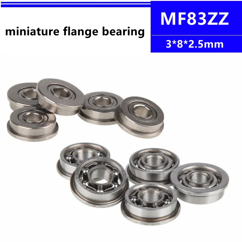 Rolamento de Esferas Profundo Diminuto do Sulco da Flange Mf83zz Fr830zz Mf83 Aberto 3x8x25 mm 3x8x25 mm 50 Peças 100 Peças 500 Peças