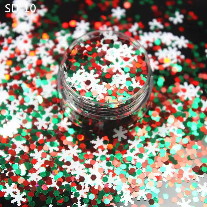 

12colors Holographic Christmas Nail Sequins Snowflakes Tree Stars Iridescent Flake Nail Glitter Laser Sparkly Confetti Glitter