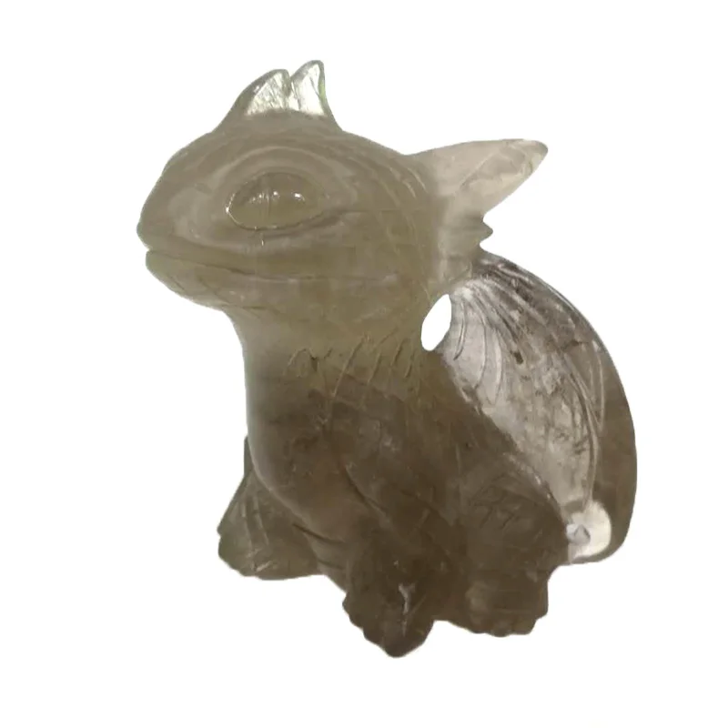Natural Gem Smoky Quartz Toothless Dragon Quartz Reiki Chakra Healing Crystal Hand Carved Home Decor Christmas Gifts Mascot ZR