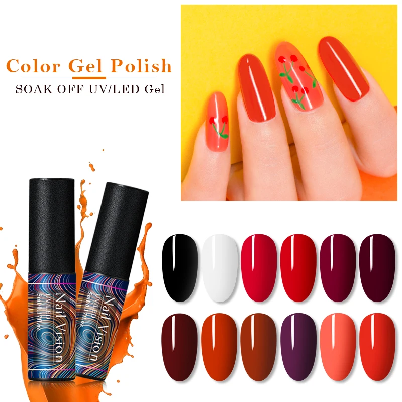 Nail Vision 5 мл УФ-гель для ногтей полуперманентный Гель-лак УФ светодиодный Гель-лак 12 цветов замочить ногтей художественный Гель-лак для ногтей
