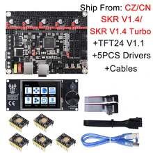 Bigtreetech skr v1.4 skr v1.4 turbo placa de controle + tft24 v1.1 atualização da tela toque skr v1.3 tmc2209 tmc2208 drv8825 para ender 3