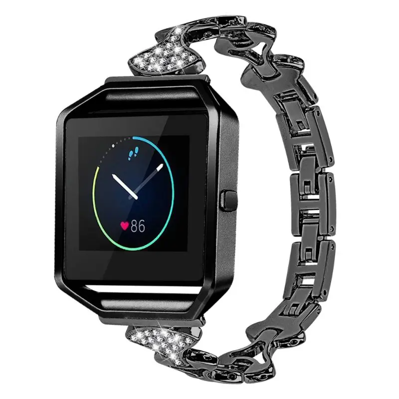 Black Бриллиантовая полоса для Fitbit Blaze стразы из нержавеющей стали высокого качества браслет со стразами для Fitbit Versa браслет - Цвет: Black