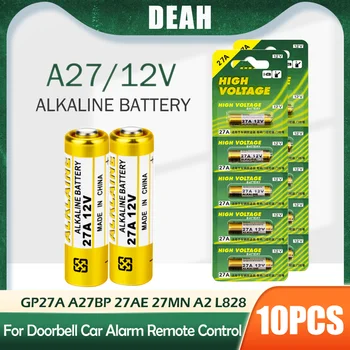 10 Uds Batería alcalina 12V A27 27A G27A MN27 MS27 GP27A L828 V27GA ALK27A A27BP K27A VR27 R27A de alarma de Control remoto de celda seca