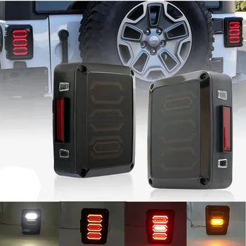 

Diamond Series Smoked Lens Red LED Tail Brake Light Assembly W/Turn Signal Back up for Je~p Wrangler JK JKU Sports, Sahara 07-16
