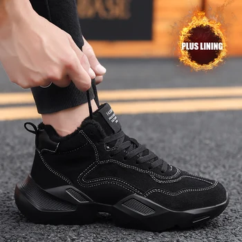 

Hot Sale Cotton Shoes Men Winter With Fur Sneakers Thick-soled Heighten Snow Boots High Top Warm Velvet Men Shoes Zapatos Hombre