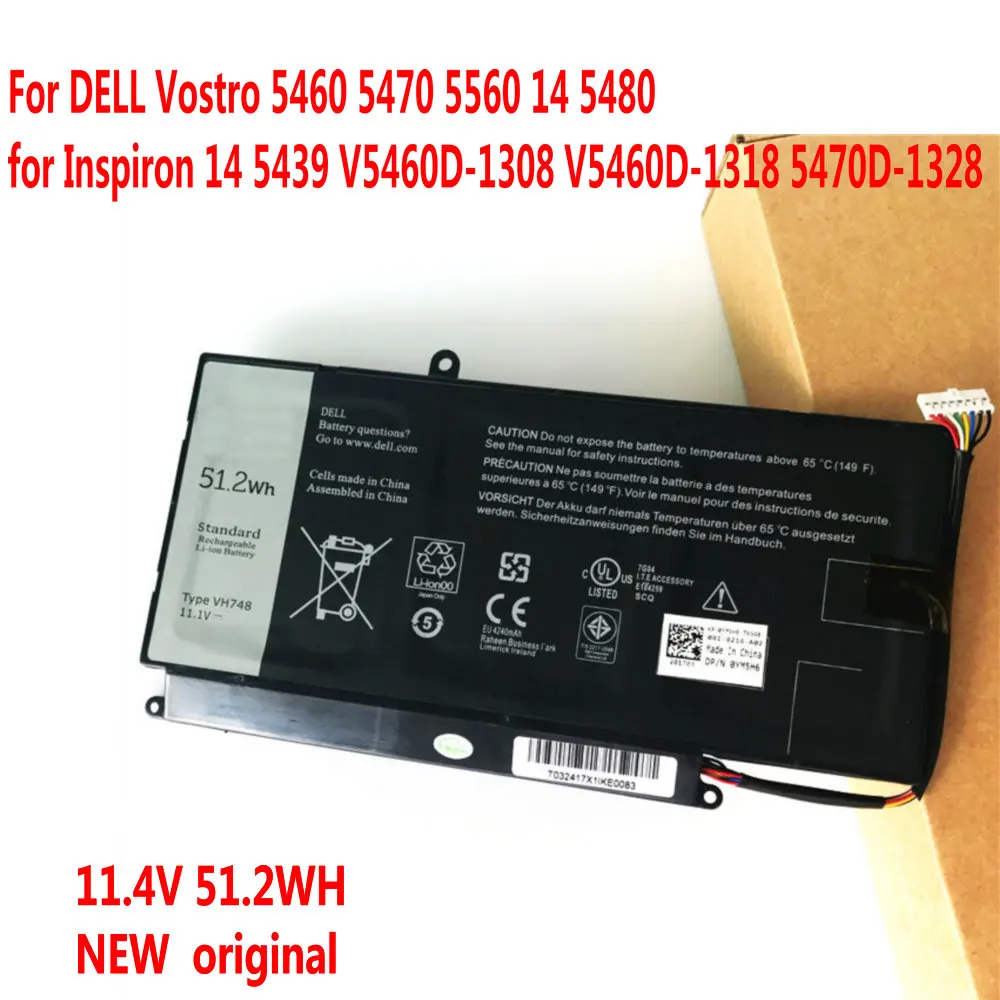 Оригинальный аккумулятор для ноутбука DELL Vostro 11 4 5460 5470 14 5560 WH VH748 Inspiron 5480 V5460D
