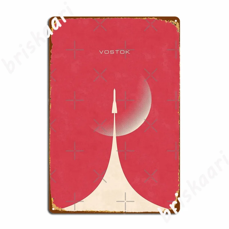 Vostok Rocket Minimal Design Retrò Luna Rosso Targhe In Metallo Club Pub Garage Targhe Classiche Targhe In Metallo Poster