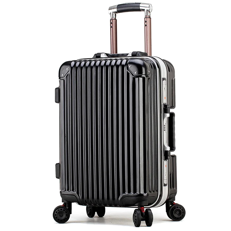Черный Новинка 20,24 дюймов Большой Вместительный чемодан, бесшумный чехол на колесиках с тремя паролями, коробка для хранения, алюминиевая рама, PC чехол на колесиках - Цвет: Черный