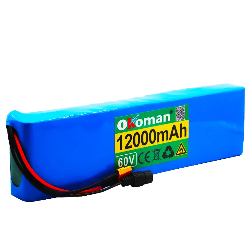 60V 16S2P 12Ah 18650 Li-ion Battery Pack 67.2V 12000mAh Ebike Electric bicycle Scooter with BMS 1000Watt xt60 plug with charger