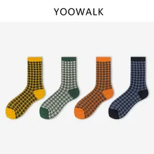 YOOWALK/Новинка; зимние носки с двойной иглой; носки в Корейском стиле; хлопковые носки; ; носки для колледжа