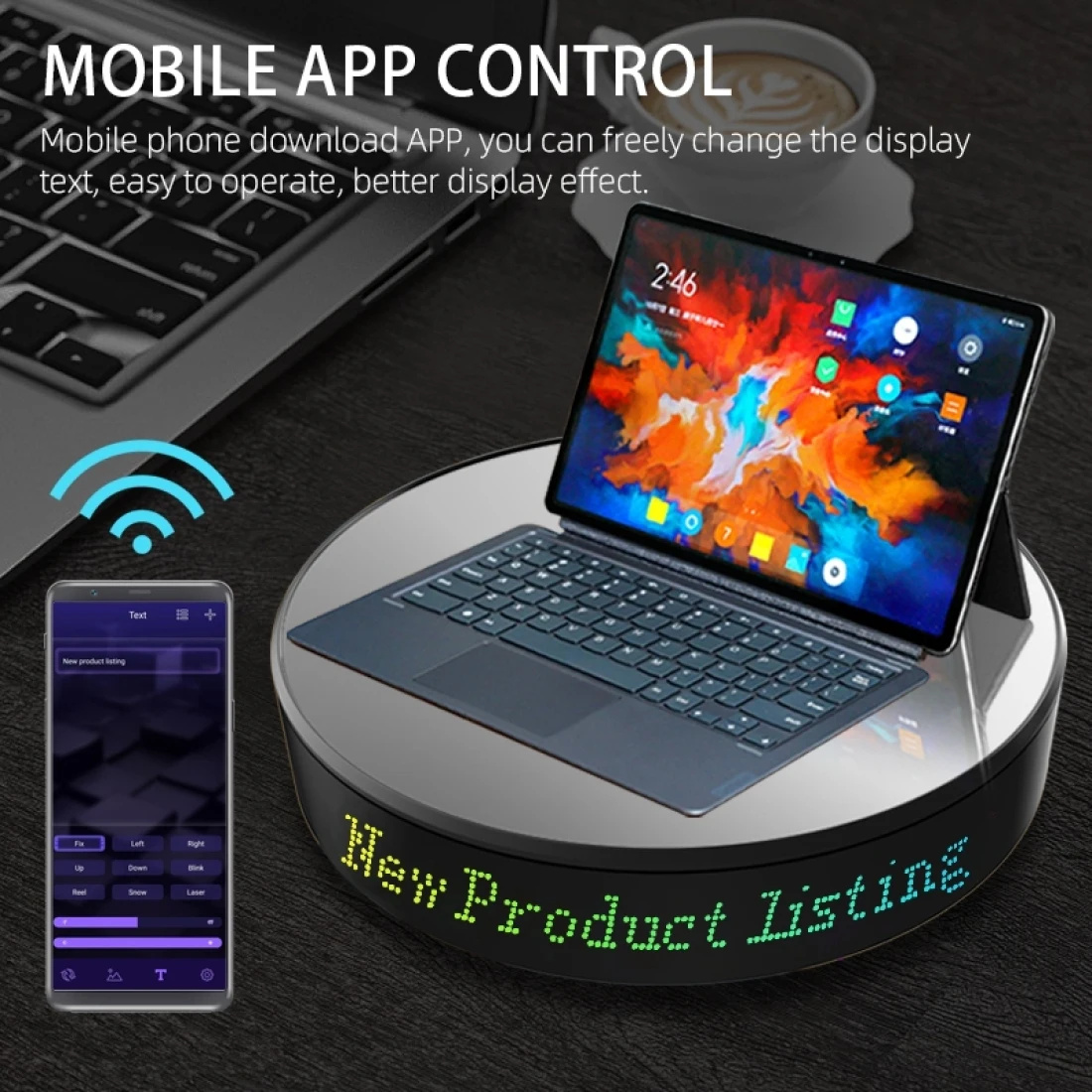 Suporte de exibição elétrico rotativo, app inteligente,