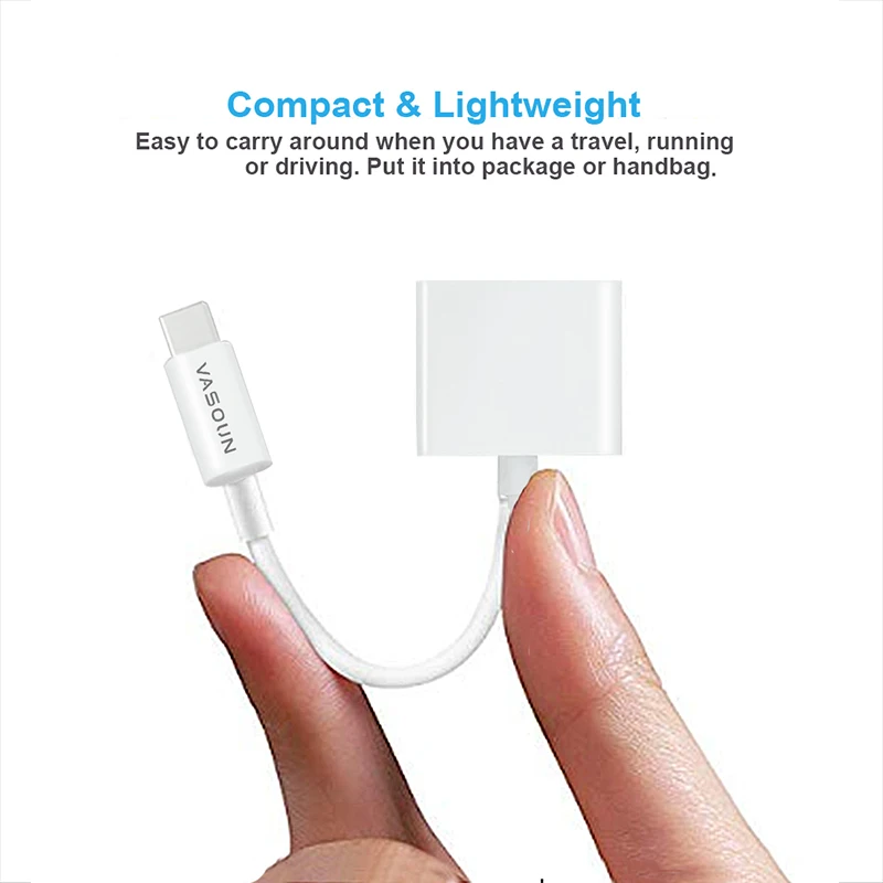 VASOUN USB C to 3 5mm AUX Earphone Type C Adapter 2 in 1 Fast Charge Type C 3 5 mm Headphones USB C Audio Jack Cable Converter