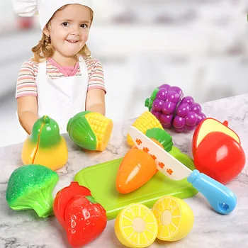 

12pcs/set Fruit Vegetables Pretend Play Colorful Children Parent Magic Sticker Kitchen Accessory Kids Gift Cutting Food Toy