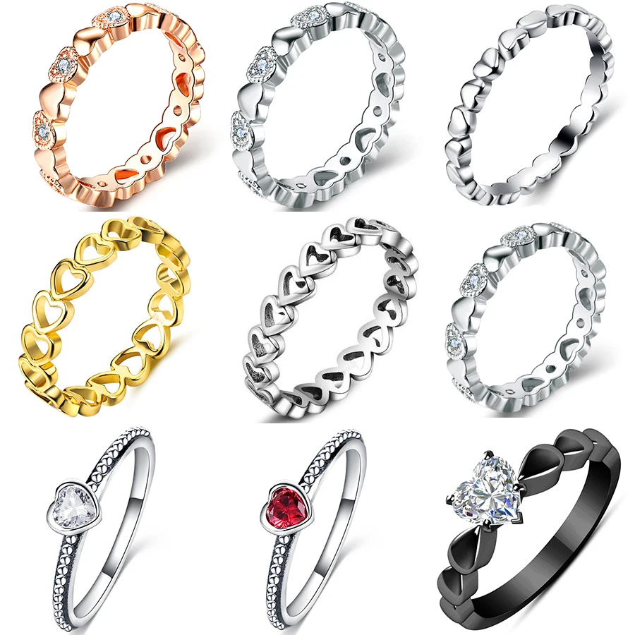 CUTEECO Fashion women Ring Rose Gold Color Heart Shaped Wedding Ring zircon Rings Glamour Jewelry Anillos Mujer wedding rings finger rings womens ring jewelry rings ring jewelry
