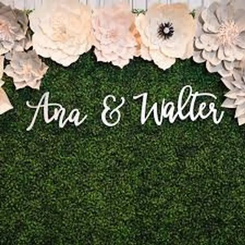 

WOOD wall signs Boxwood backdrop Custom name Wooden Decor Wedding Sign Message Seller
