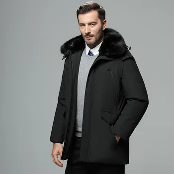 

High Quality Winter Jacket Men Plus Size Business Casual White Duck Down Jacket Dad Father Thickened Warm Male Winter Coats