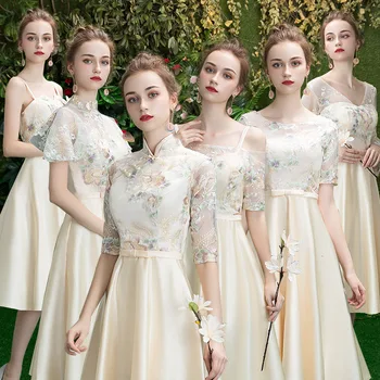 

BacklakeGirls Chinese Style Lace Up Embroidery Homecoming Dress Knee-length Satin Cocktail Party Dress Vestido De Graduación