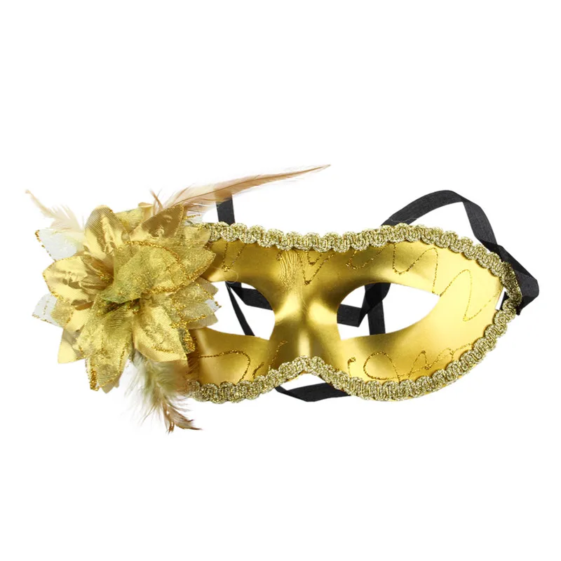 

Top-Venetian Feather Fancy Dress Masquerade Costume Carnival Party Ball Mask (Gold)