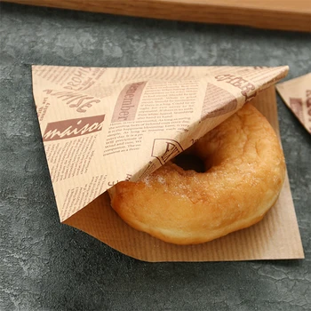 

VOGVIGO 50pc English Pattern Food Greaseproof Paper Bag Sandwich Donut Bread Paper Bag Baking Accessories Wedding Decoration