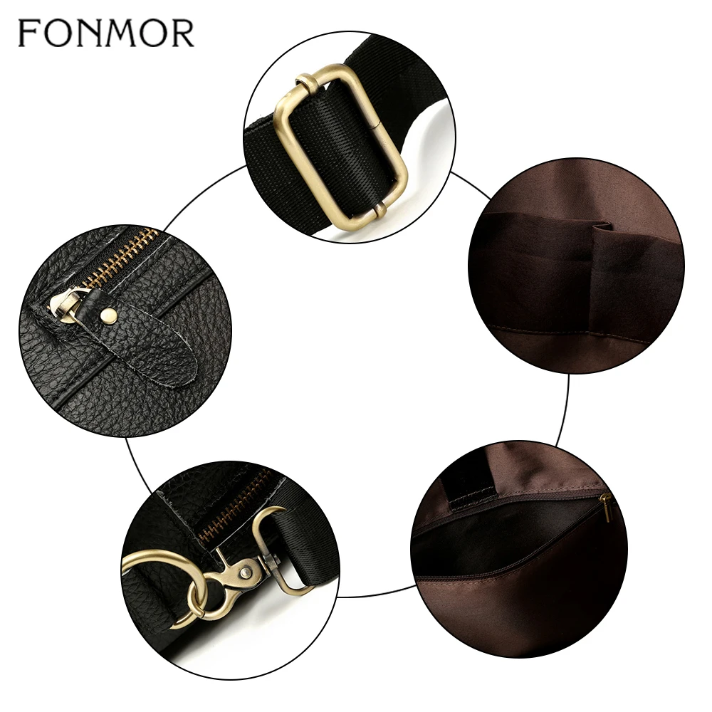 Fonmor мужской портфель для ноутбука-сумка через плечо-сумки из воловьей кожи коричневого цвета для путешествий из натуральной кожи Бизнес Большая вместительная сумка на плечо