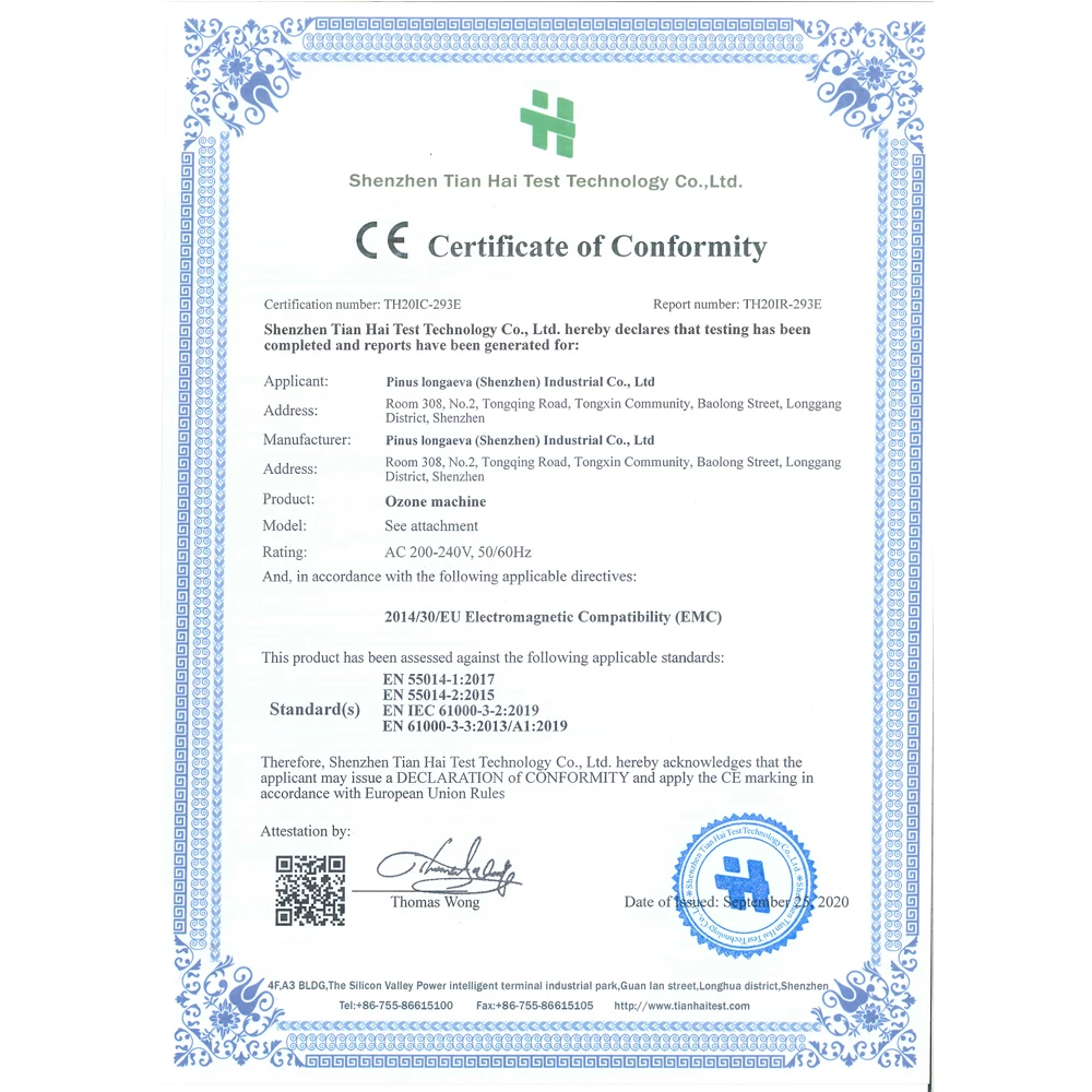 CE FCC ROHS Pinus longaeva 50 г 60 Гц/ч Регулируемый набор генератора озона очиститель воздуха