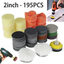 195PCS 2 Zoll Schleifen Discs Silicon Hartmetall Haken & Loop Beflockung Schleifpapier Grit 60-10000 Runde Schleifen Papier disk Sand Blatt