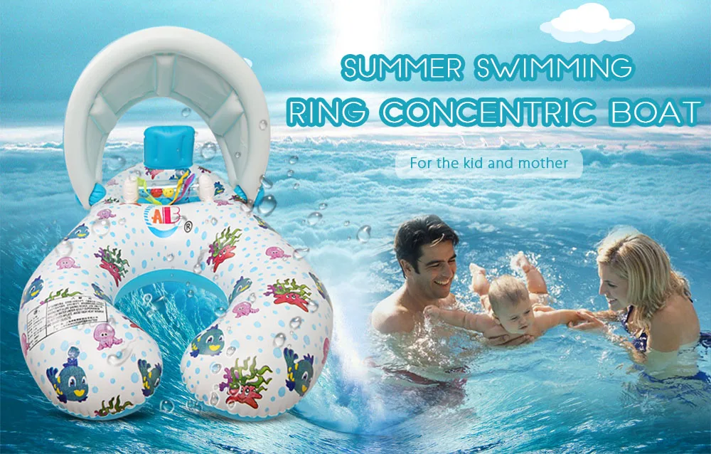 Inflatable Mother Baby Swim Float Ring Kids Seat Double Person Swimming Soft Ring Swimming Circle Babyfloat Accessories piscine (7)