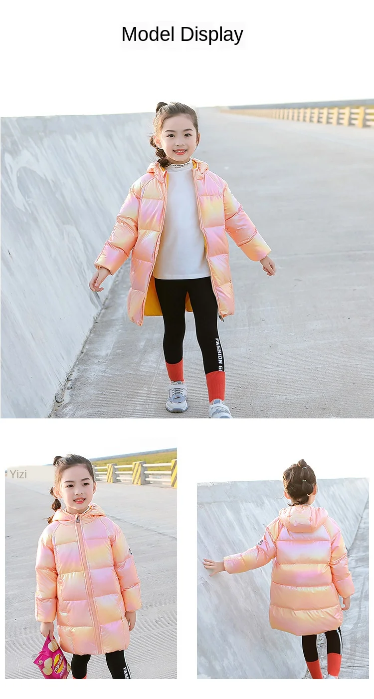 Children Girl Down Jackets Winter Baby Long Coat Boys Fashion Glossy Jackets Kids Outfit 3 4 5 6 7 8 years old