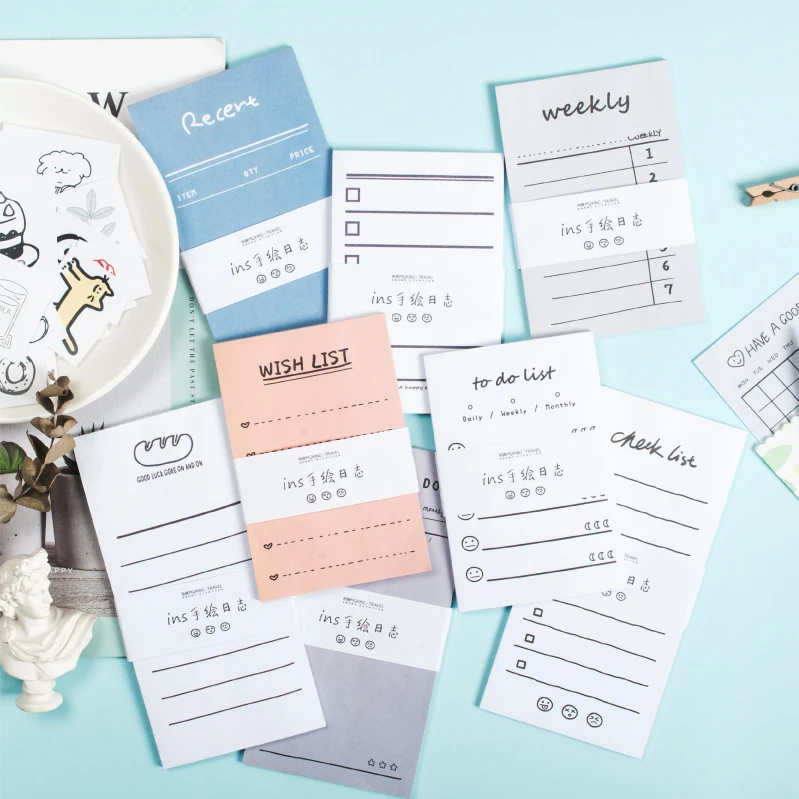 

20 sets/lot Memo Pads Sticky Notes INS Hand Painted diary Scrapbooking Stickers Office School stationery Notepad