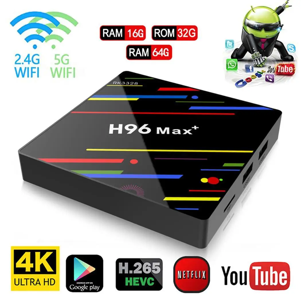 H96max+ ATV телеприставка Голосовая версия четырехъядерный двойной HD WiFi Bluetooth Android 9,0 обычный комплект дистанционного управления