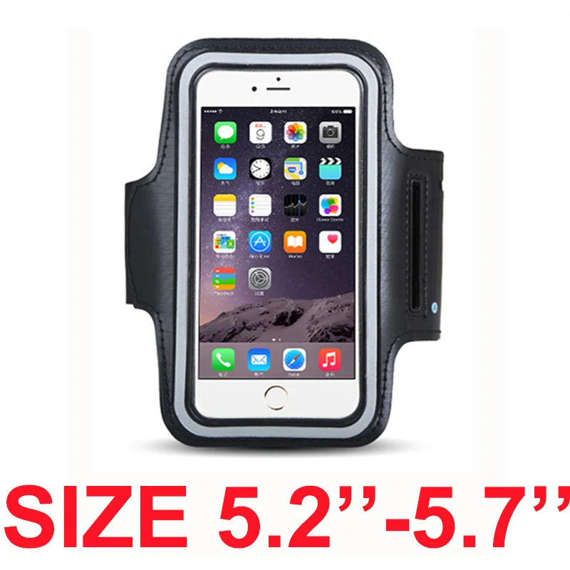 Нарукавная повязка для размера 4 ''4,5'' 4,7 ''5'' 5,5 ''6'' дюймов, спортивный держатель для мобильного телефона, чехол для iphone, huawei, samsung, Xiaomi, телефон на руку - Цвет: Size 5.2--5.7(black)
